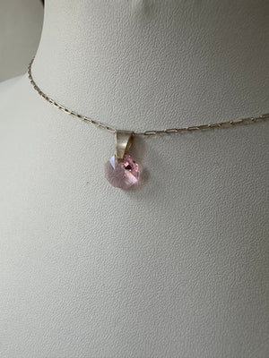 Colgante Plata y cristal cheko rosa