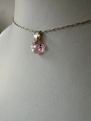 Colgante Plata y cristal cheko rosa