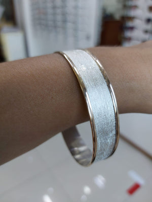 Pulseras Brazalete Plata y Oro 15mm de ancho